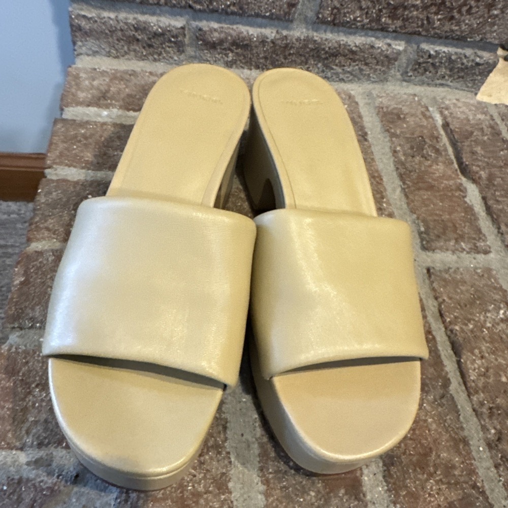 Vince Womens Margo Slip On Chunky Platform Block Heel Sandal Size 8.5 Tan #175 - Picture 14 of 16